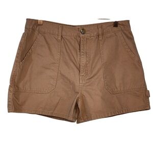 Banjara Womens Size L Brown‎ Utility Cargo Shorts Cotton Button Fly Casual EUC